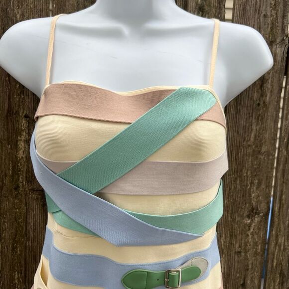 🍄AKIRA STRAP UP BANDAGE MINI DRESS Size M (AA1) - Picture 5 of 15